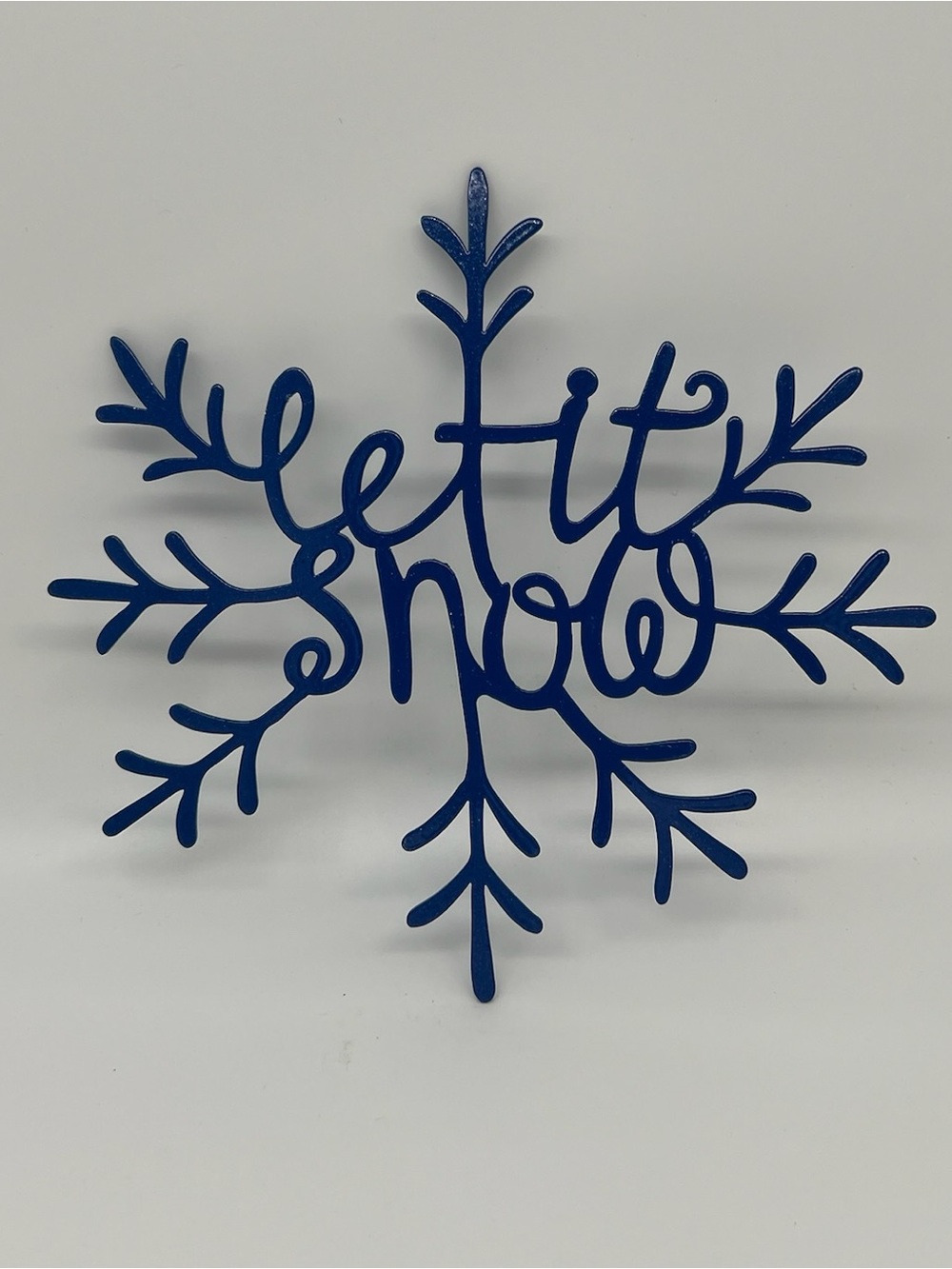 Laser Cut Metal Wall Art Decorative Sign by Redline Steel. Blue Let It Snow.